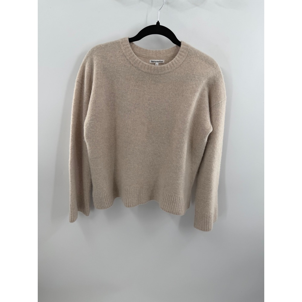 Reformation Cream Wool Crewneck Sweater